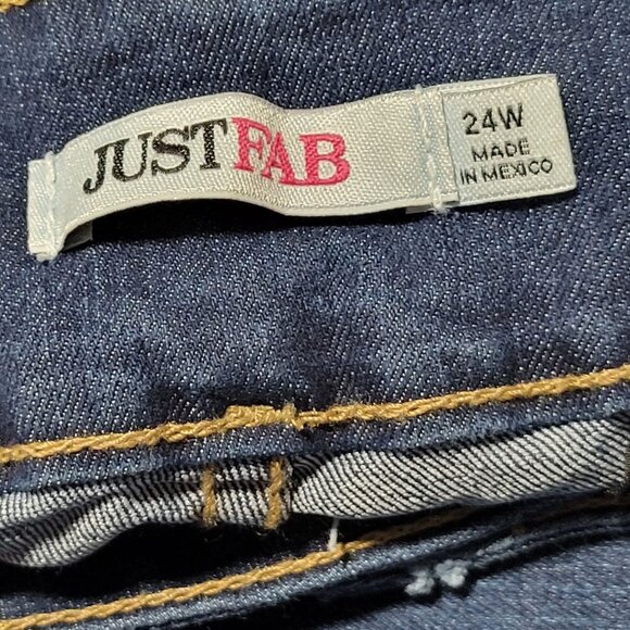 Just Fab Jeans Womens Plus Size 24W Straight High Waist Medium Wash Denim Pants - Picture 4 of 8